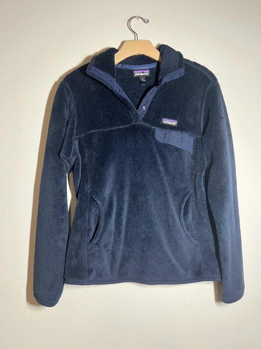 Patagonia Women's EUC Dark Navy Blue Re-Tool Snap-T Pullover Fleece Jacket M